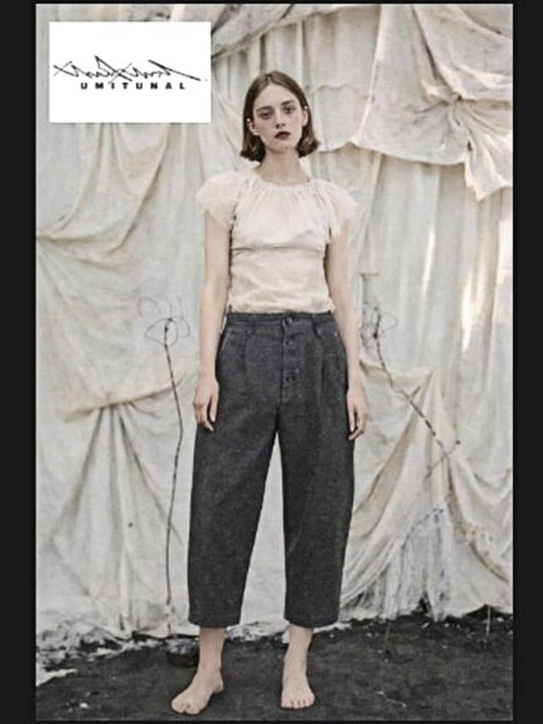 Umit Unal Pants Gray Wool Drop Crotch Trousers Slouchy Cropped Avant Garde Sz Xl